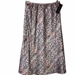 French Connection - Snake Print Satin Midi Skirt - Size M - NWT